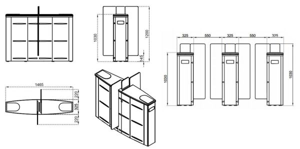 Турникет раздвижной двухпроходной Came Sliding Gate SG55, 550 мм, створки 1200 мм (SG55M-DBL)