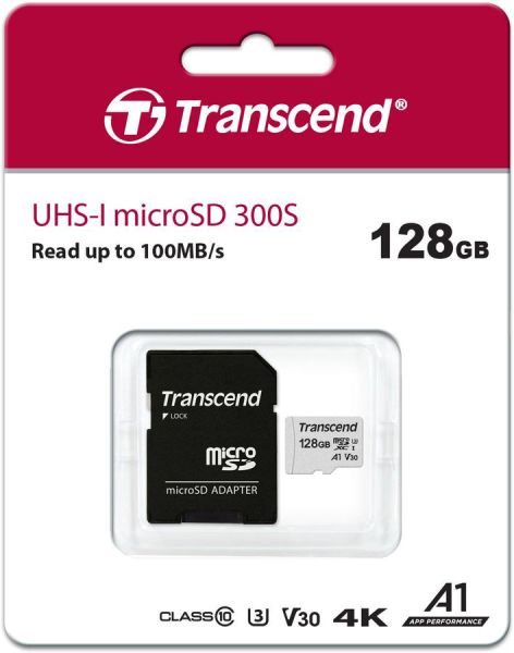 Карта памяти microSDXC Transcend 128 ГБ, TS128GUSD300S-A