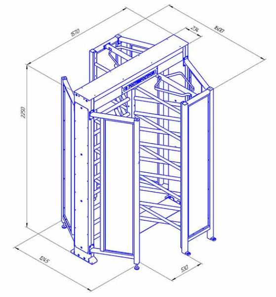 Турникет полноростовой Ростов-Дон ПР1С/3М2 с ограждением из закаленного стекла