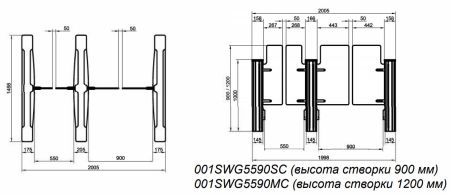 Центральный модуль распашного турникета Came Swing Gate SWG5590, 550+900 мм, створки 1200 мм (SWG5590MC)