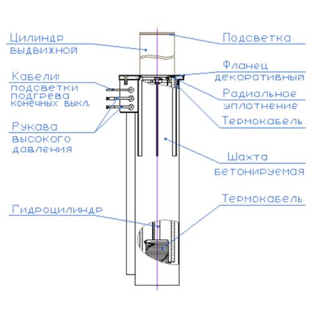 Противотаранный боллард Silar ДПС 27.80.18Г с внешней гидростанцией Противотаранный боллард Silar ДПС 27.80.18Г с внешней гидростанцией