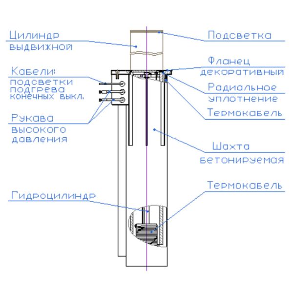 Противотаранный боллард Silar ДПС 27.80.18Г с внешней гидростанцией