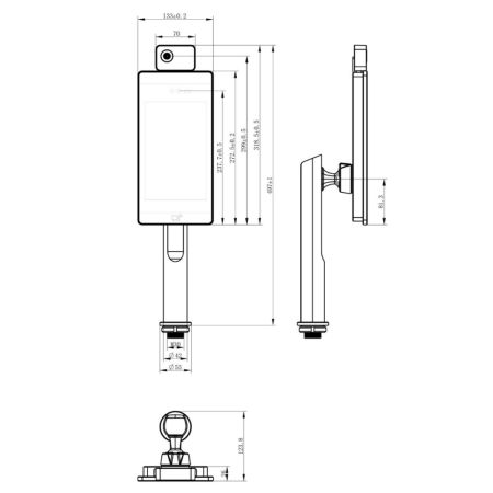 Биометрический терминал распознавания лиц и температуры тела Uface 8T-H Temp с кронштейном на турникет Биометрический терминал распознавания лиц и температуры тела Uface 8T-H Temp с кронштейном на турникет