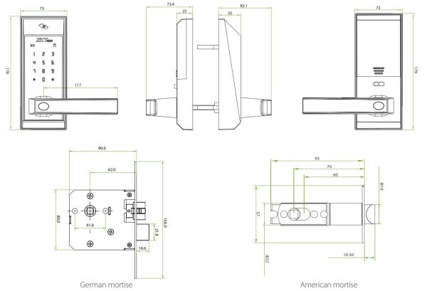 Электронный замок ZKTeco AL10DB с RFID считывателем Mifare и Bluetooth