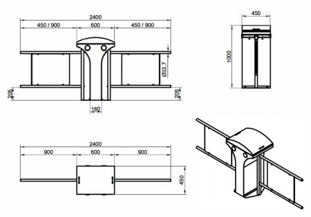Турникет-калитка двухпроходная моторизованная Came SALOON 605 для маломобильных граждан