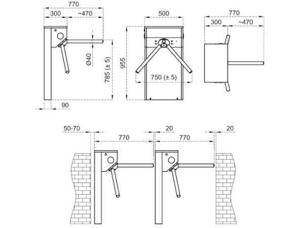 Турникет-трипод моторизованный Came Stile 500 (с планками антипаника) (PSMM500E-02)