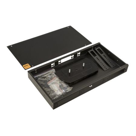 Бокс оптический Hyperline FO-19R-1U-3xSLT-W140H42-24UN-BK универсальный 19", 8 до 24 портов