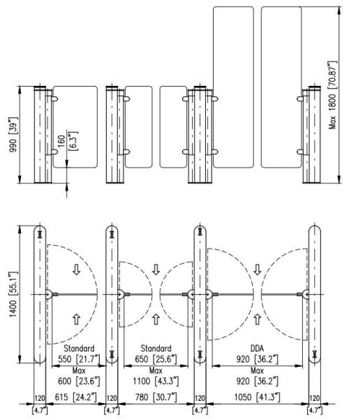 Центральный модуль скоростного распашного турникета Cominfo EasyGate Elite-M-2W