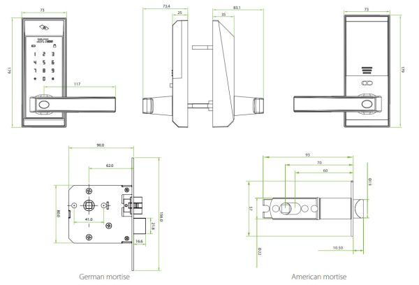 Электронный замок ZKTeco AL10B с RFID считывателем Mifare и Bluetooth