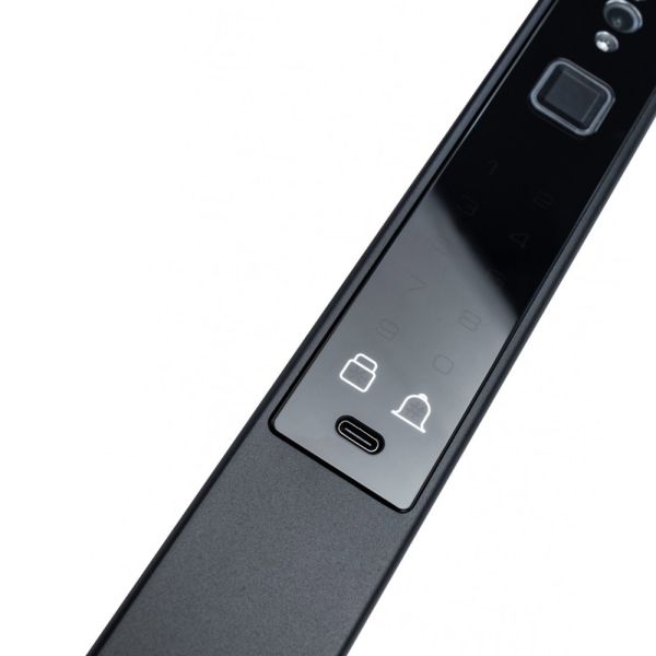 Электронный биометрический замок для двустворчатой двери Sanyo D701 USmart Go с видеонаблюдением, ручка-штанга