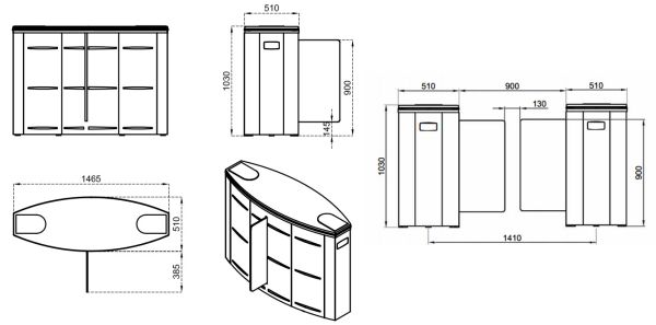 Турникет раздвижной двухпроходной Came Sliding Gate SG90, 900 мм, створки 900 мм (SG90S-DBL)