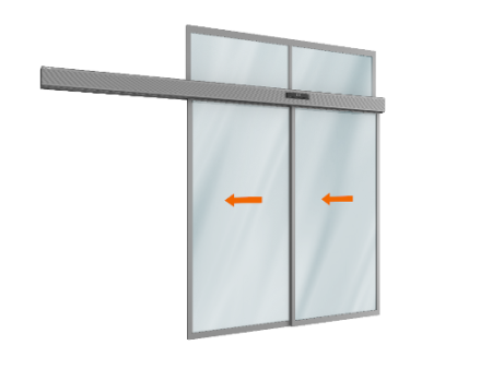 Автоматическая телескопическая раздвижная дверь DoorHan (две подвижные лайтстворки и фрамуга) для привода AD-SP-Telescope