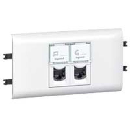 Розетка 2хRJ45 Legrand DLP Mosaic Кат.5 FTP с рамкой и суппортом для кабель-канала с крышкой 65мм