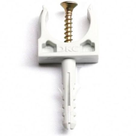 Держатель для труб ПВХ, D=16 с защелкой и дюбелем Держатель для труб ПВХ, D=16 с защелкой и дюбелем