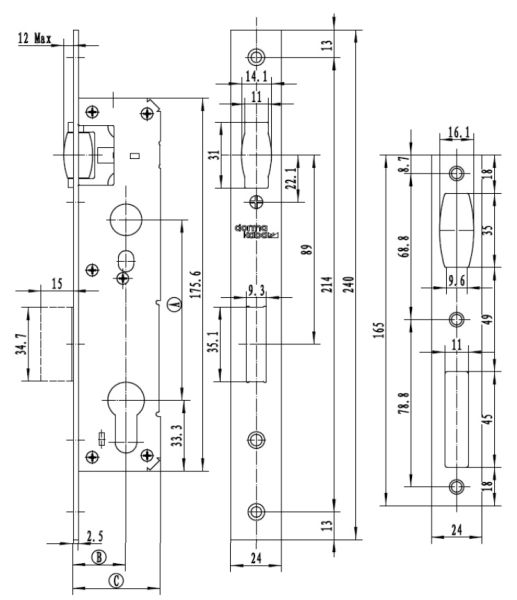 Механический замок узкопрофильный dormakaba 930a 92/25/8 F=24 для алюминиевых дверей Механический замок узкопрофильный dormakaba 930a 92/25/8 F=24 для алюминиевых дверей