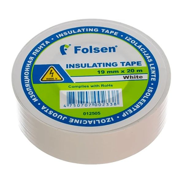 Изоляционная лента Folsen 19ммx20м белая (012505)