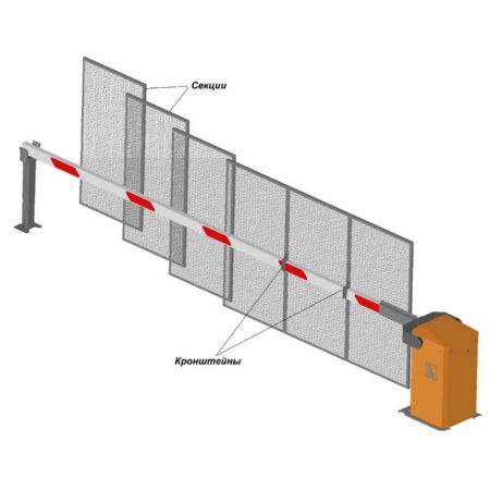 Антивандальный автоматический шлагбаум Фантом Титан F6TZ с забором Антивандальный автоматический шлагбаум Фантом Титан F6TZ с забором