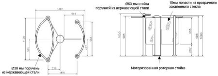 Роторный турникет Gunnebo GlasStile R Type A со створками