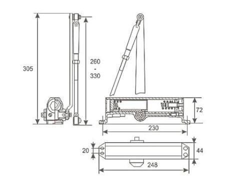 Дверной доводчик Нора-М 5S морозостойкий