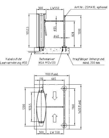 Двухштанговый тумбовый турникет Gotschlich Calypso Open Gate (6CALOGEC)