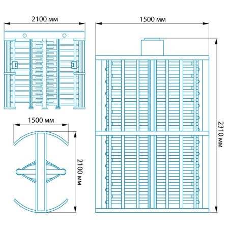 Полноростовой двухпроходной роторный турникет Блокпост РСТ 1200 Полноростовой двухпроходной роторный турникет Блокпост РСТ 1200