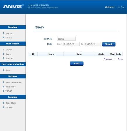 Биометрическая система учета рабочего времени Anviz C2 WEB Server