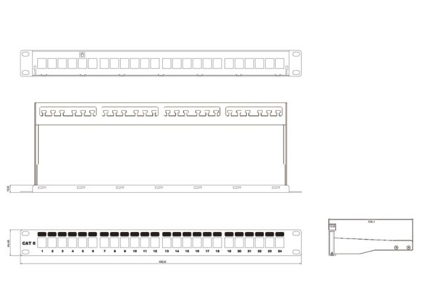 Патч-панель Hyperline PPBL3-19-24-SH-RM, 19", 24 порта, Flat Type, 1U