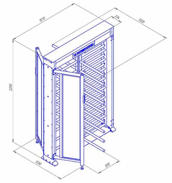 Турникет полноростовой 4-х лопастной со стеклом Ростов-Дон ПР1ЛС/4М2 НЕРЖ