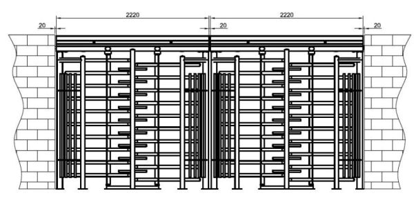 Турникет полноростовой двухпроходной Came Guardian BTX 300 (001PSGD3B), уличный из окрашенной стали