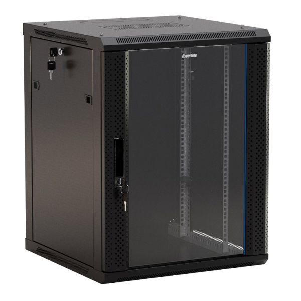 Шкаф настенный Hyperline TWB-1266-GP-RAL9004, 19", 12U
