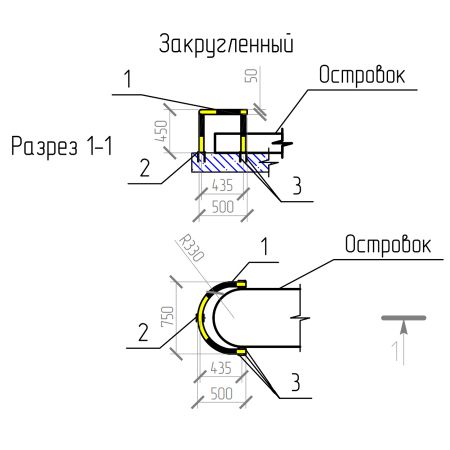 Отбойник парковочный Интемс, закругленный, под анкер