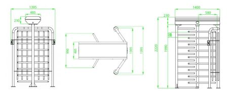 Турникет полноростовой ZKTeco FHT2311 3-х лопастной (120°), с RFID считывателями