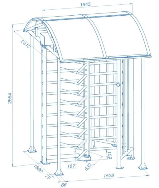 Турникет полноростовой PERCo-RTD-16.2S уличный с электромеханическим приводом Турникет полноростовой PERCo-RTD-16.2S уличный с электромеханическим приводом