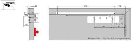 Доводчик дверной кулачковый dormakaba TS 92 XEA 1-4 B, серый P600