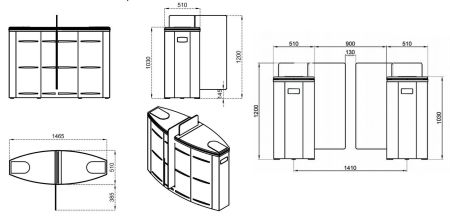 Боковой модуль раздвижного турникета Came Sliding Gate SG90, 900 мм, створка 1200 мм (SG90MS)