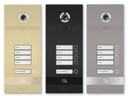 Вызывная панель на 4 абонента Bas-IP BI-04FB Silver с идентификацией по смартфону и распознаванием лиц