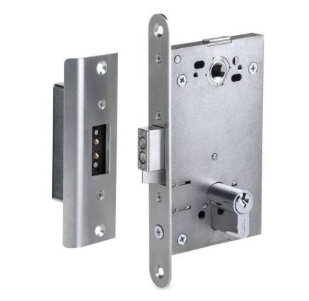 Врезной электромеханический замок PERCo LB85.4 с контактным устройством, нормально открытый