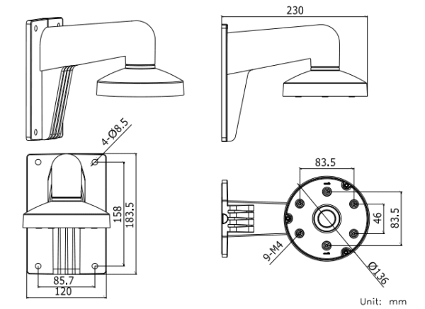 Кронштейн HikVision DS-1273ZJ-135 для купольных видеокамер 27хх серии