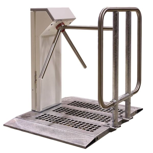 Мобильная платформа для турникетов Gotschlich с ограждением и резиновым покрытием