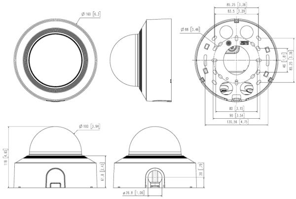 Купольная антивандальная IP-видеокамера 4Мп Wisenet XND-C7083RV (2.8-12 мм) с искусственным интеллектом