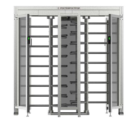 Турникет уличный полноростовой двухпроходной Ростов-Дон ПР2С/3М2 У с ограждением из закаленного стекла