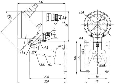 Прожектор инфракрасный периметровый Тахион ПИП-50/20 ВБ исп.88 А, взрывозащищенный