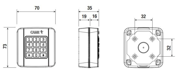 Клавиатура кодонаборная Came SELT1BDG, накладная, с синей подсветкой (806SL-0280)