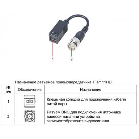 Приёмопередатчик HDCVI/HDTVI/AHD видеосигналов SC&T TTP111HDL по витой паре до 300м