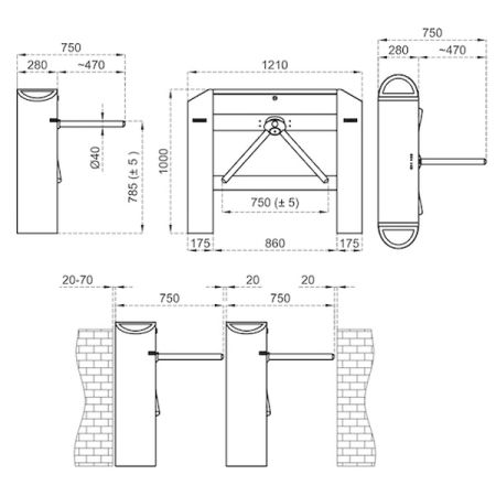 Турникет-трипод тумбовый Came Twister 702 с картоприемником (с планками Антипаника) (PST702RN-02K1)