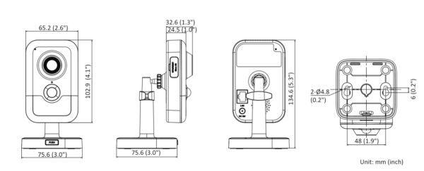 Миниатюрная IP-камера 8Мп HiWatch IPC-C082-G2 (2.8 мм) с микрофоном