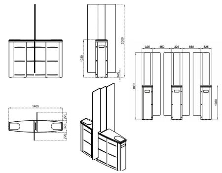 Центральный модуль раздвижного турникета Came Sliding Gate SG55, 550 мм, створка 2000 мм (SG55TC)