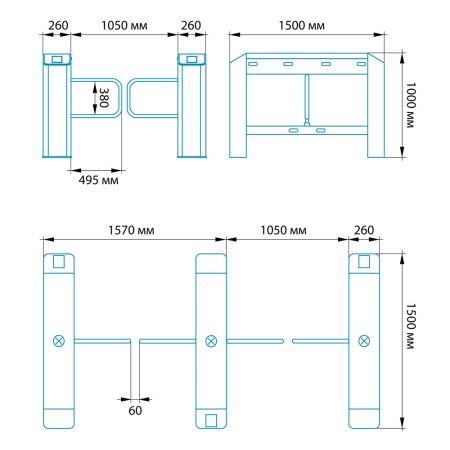 Боковой модуль распашного турникета Блокпост СДВ 500