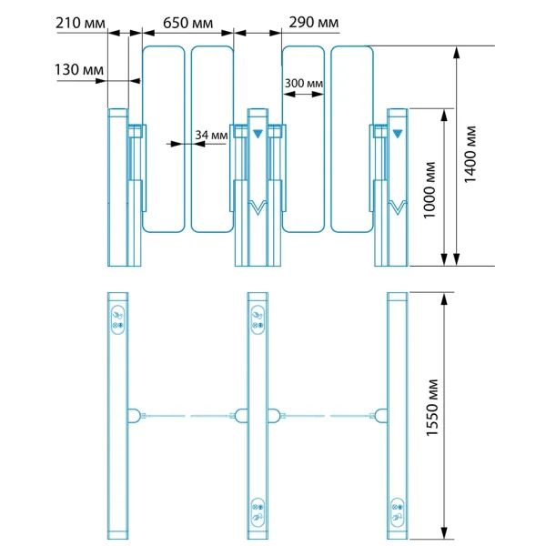 Центральный модуль распашного турникета Блокпост Vector 500 С