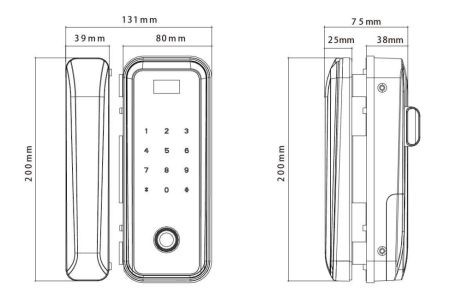 Биометрический замок ZKTeco GL300W с Wi-Fi для стеклянных дверей